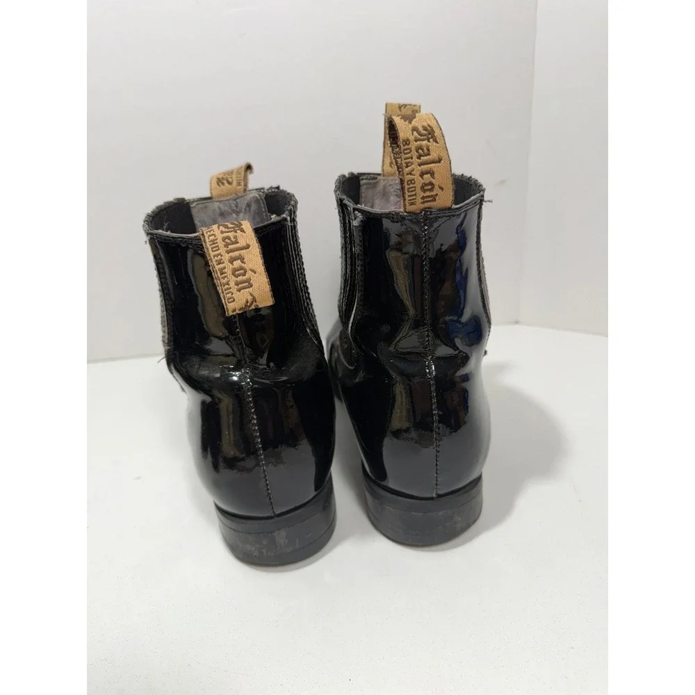 Falcon Bota y Botin Black Patent Leather Chelsea Boots Made Mexico‎ rodeo boots